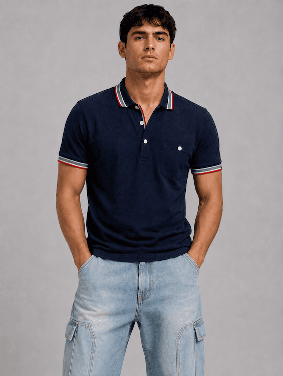 ODCC Men's Navy Polo T-Shirt with Contrast Tipping Collar T02554 – photo 5