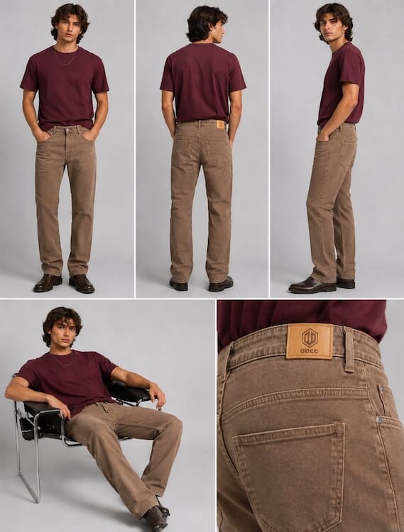 ODCC Men's Dark Khaki Straight Fit Stretch Denim Jeans | Premium | J1784 – photo 5
