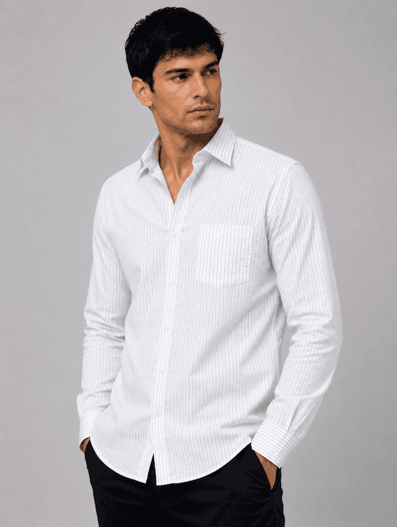ODCC White Textured Stripe Cotton Shirt RG1003 – photo 2