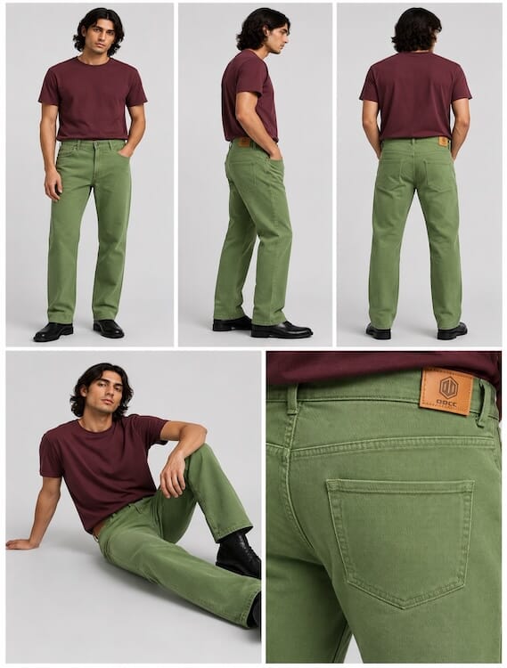 ODCC Men's Green Straight Fit Stretch Jeans | Premium Denim | J1783 – photo 8