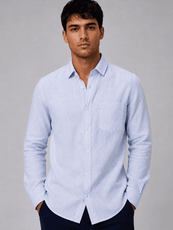 ODCC Sky Blue Textured Stripe Cotton Shirt RG1004 – photo 1