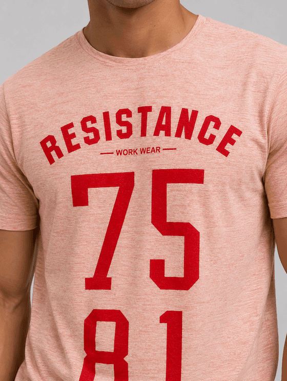 ODCC Resistance 7581 Printed Pink Melange Cotton Round Neck T-Shirt for Men – photo 5