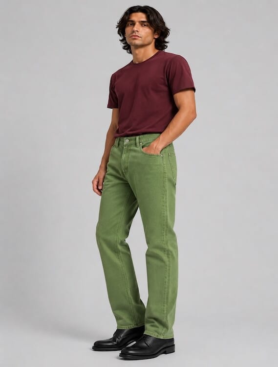 ODCC Men's Green Straight Fit Stretch Jeans | Premium Denim | J1783 – photo 3