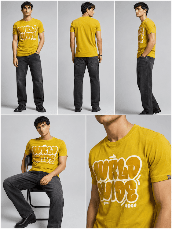 ODCC Mustard Yellow World Wide Graphic Printed T-Shirt T02564 – photo 7