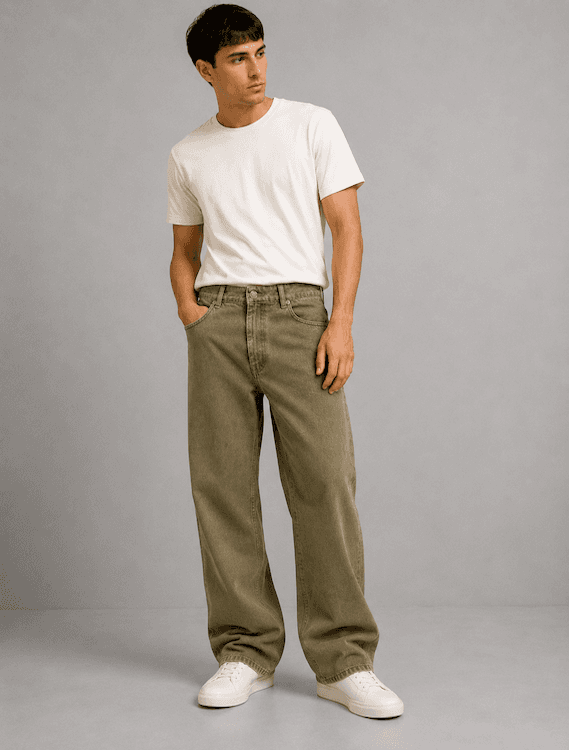 ODCC Men's Khaki Baggy Fit Rigid Denim Jeans | 1782 – photo 4