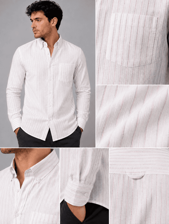 ODCC White Pink Stripe Cotton Shirt RG1005 – photo 7