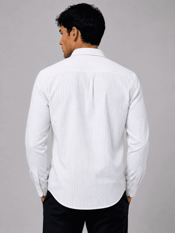 ODCC White Textured Stripe Cotton Shirt RG1003 – photo 4