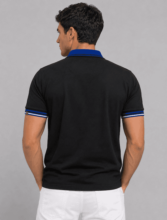 ODCC T02557 – Black Half-Zip Polo T-Shirt – photo 4
