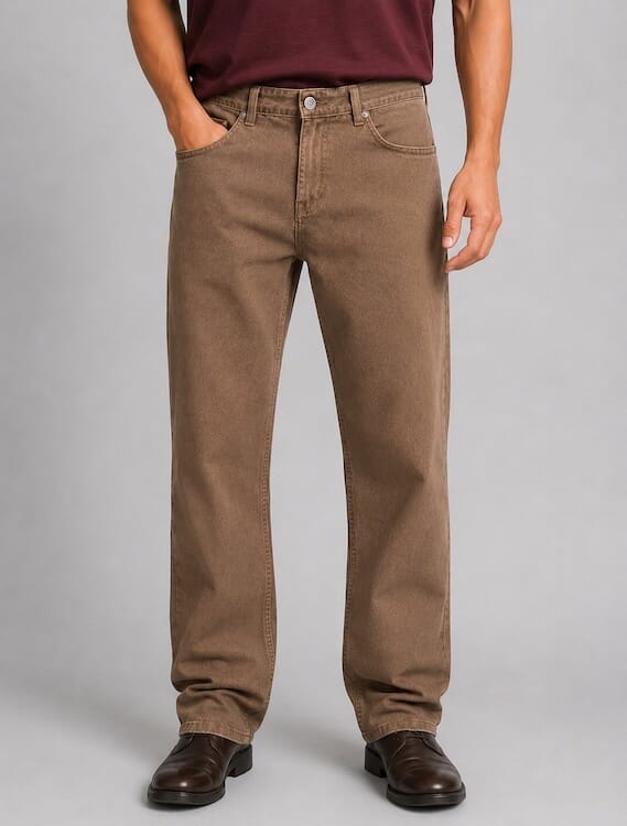 ODCC Men's Dark Khaki Straight Fit Stretch Denim Jeans | Premium | J1784 – photo 1