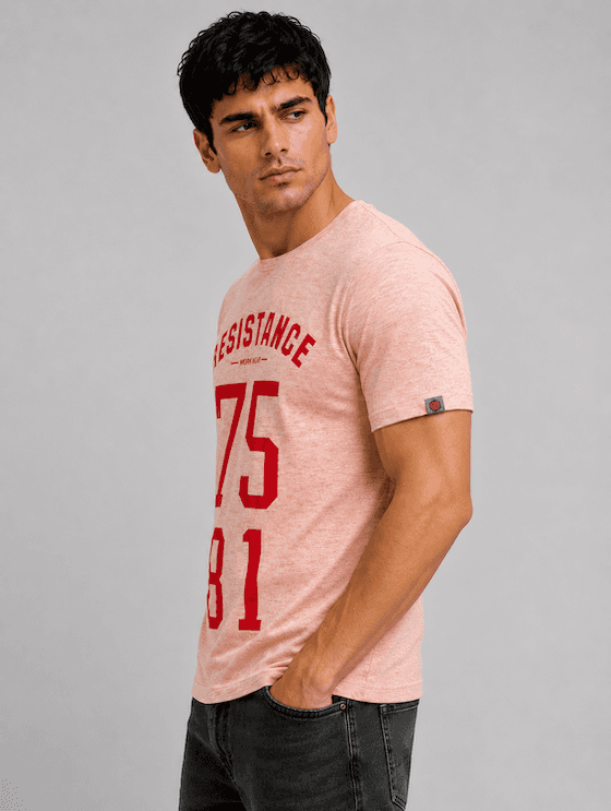 ODCC Resistance 7581 Printed Pink Melange Cotton Round Neck T-Shirt for Men – photo 3