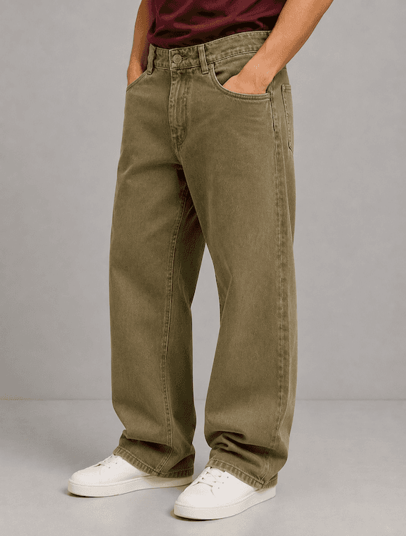 ODCC Men's Khaki Baggy Fit Rigid Denim Jeans | 1782 – photo 2