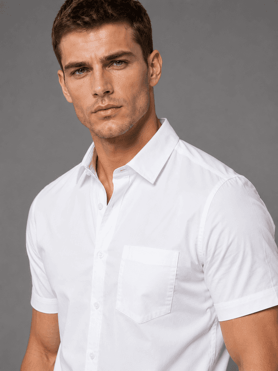 ODCC Men's WHITE Solid Half Sleeve Cotton Casual Shirt with Pocket – photo 4