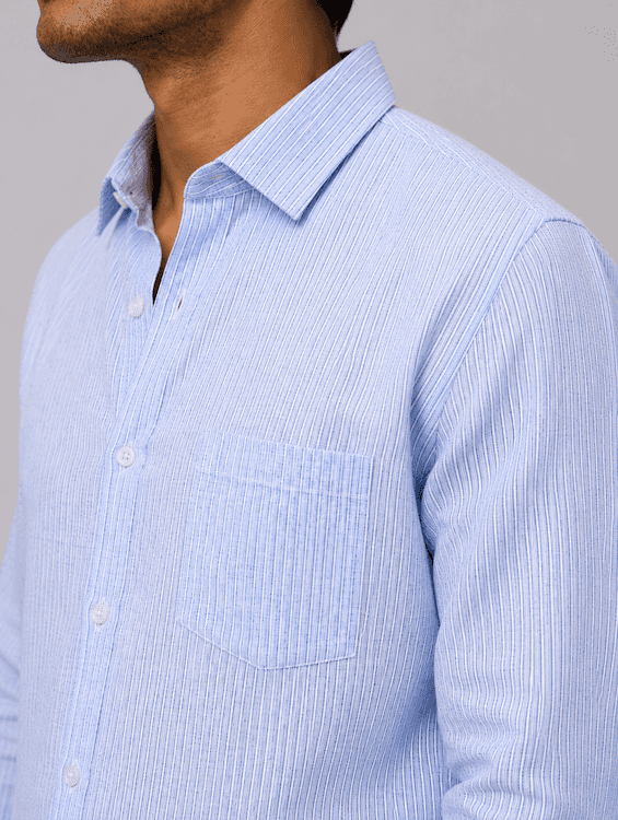 ODCC Sky Blue Textured Stripe Cotton Shirt RG1004 – photo 2