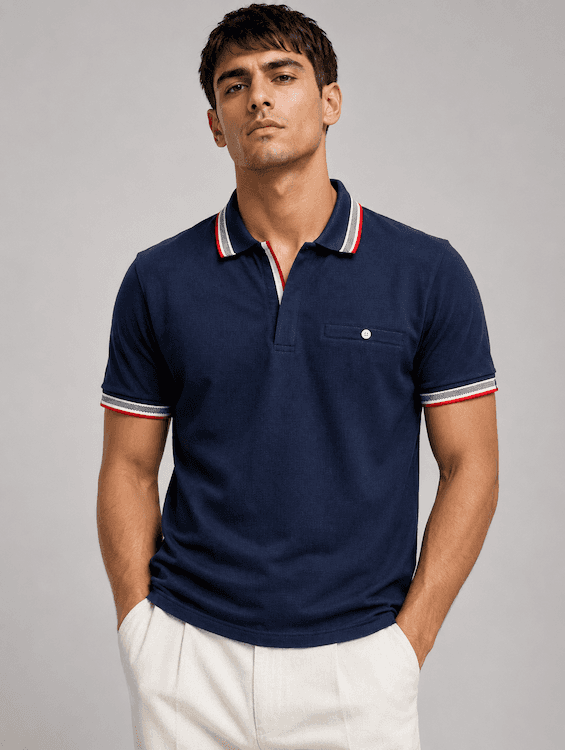 ODCC Men's Navy Polo T-Shirt with Contrast Tipping Collar T02554 – photo 1