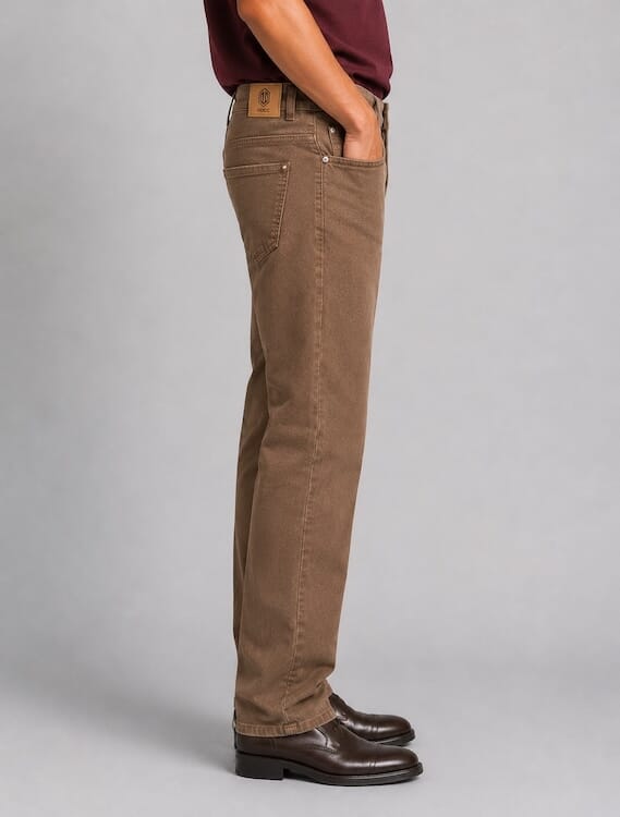 ODCC Men's Dark Khaki Straight Fit Stretch Denim Jeans | Premium | J1784 – photo 2