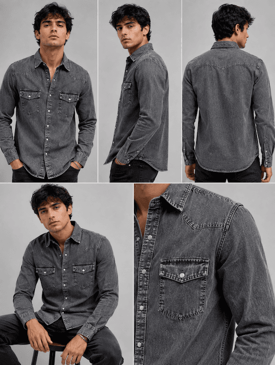 Men's Mid Black Denim Shirt | ODCC RN0052 – photo 6