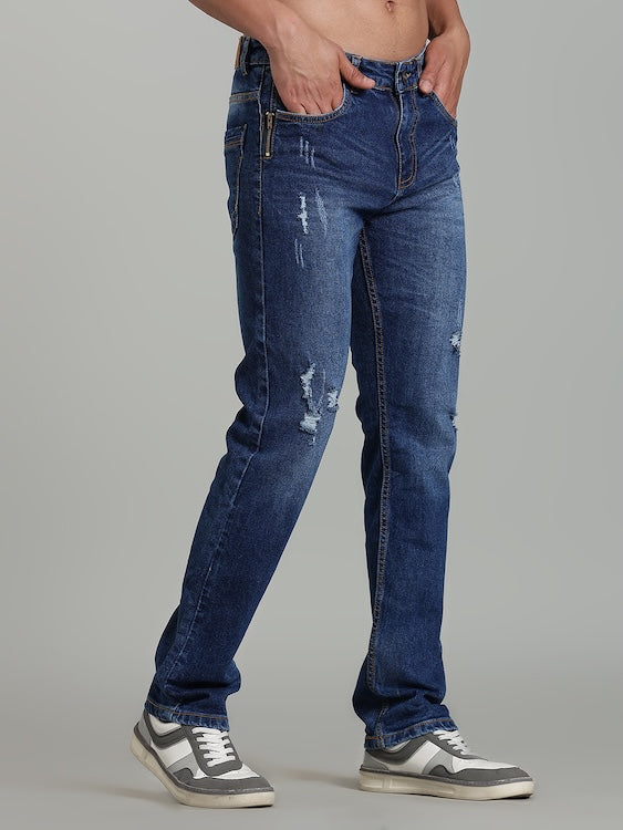 ODCC DARK BLUE ZIP TORN UP DENIM J1766 – photo 2