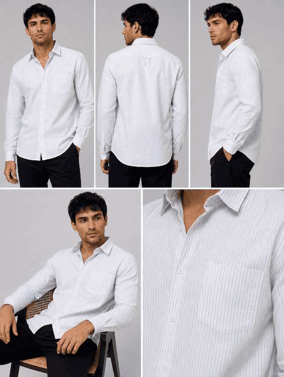ODCC White Textured Stripe Cotton Shirt RG1003 – photo 8