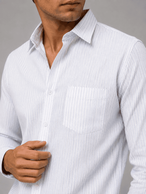 ODCC White Textured Stripe Cotton Shirt RG1003 – photo 6