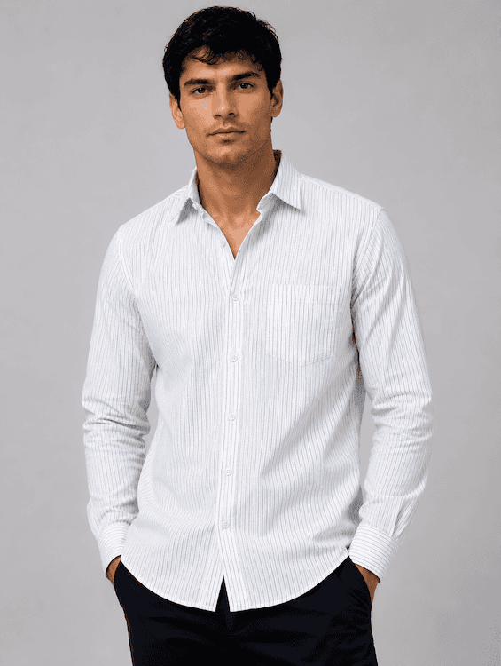ODCC White Textured Stripe Cotton Shirt RG1003 – photo 1