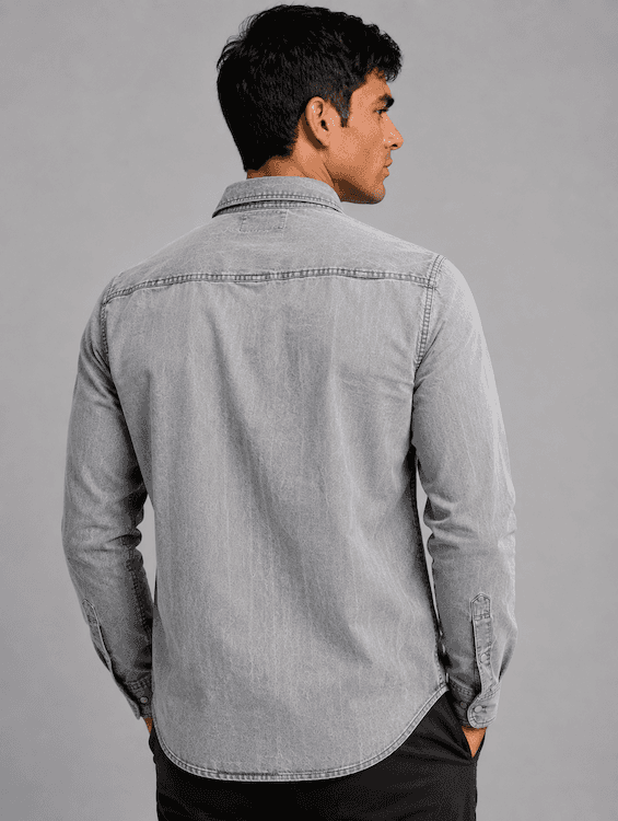 ODCC Men's Light Grey Denim Shirt with Matte Silver Press Buttons RN0050 – photo 3