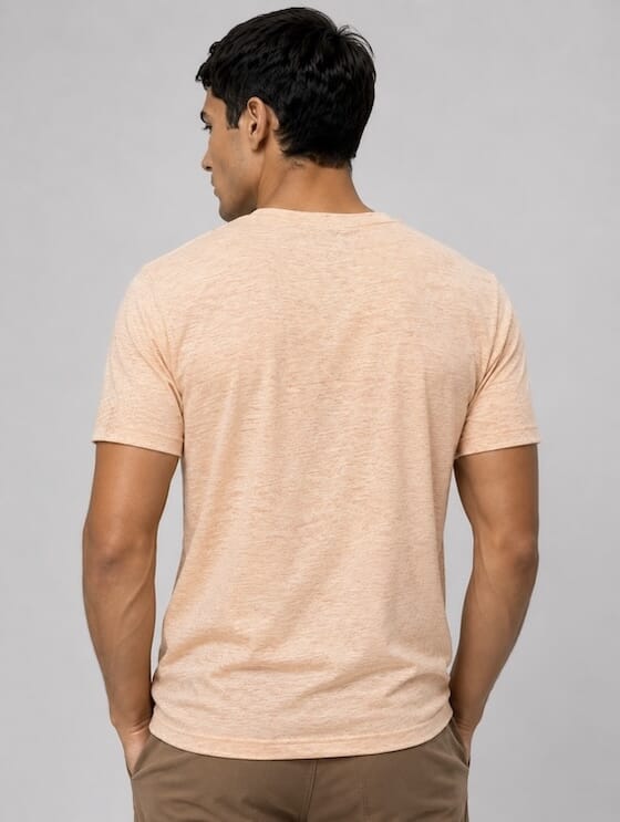 ODCC CAUTION! Printed Crew Neck Cotton Melange T-Shirt for Men – Peach Melange – photo 5