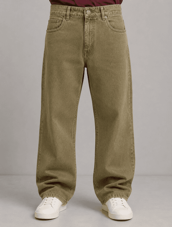 ODCC Men's Khaki Baggy Fit Rigid Denim Jeans | 1782 – photo 1