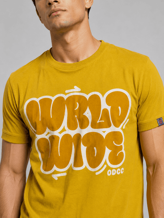 ODCC Mustard Yellow World Wide Graphic Printed T-Shirt T02564 – photo 5