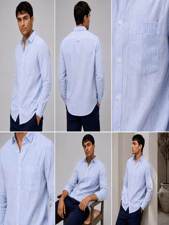 ODCC Sky Blue Textured Stripe Cotton Shirt RG1004 – photo 6