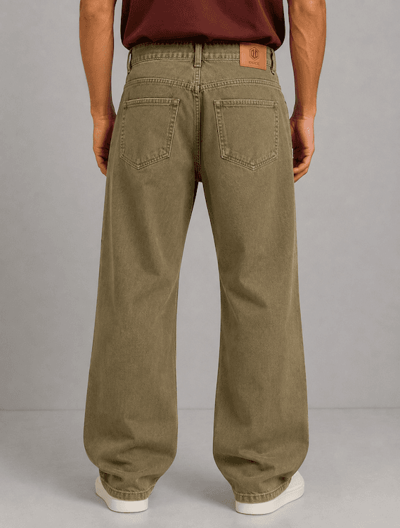 ODCC Men's Khaki Baggy Fit Rigid Denim Jeans | 1782 – photo 5
