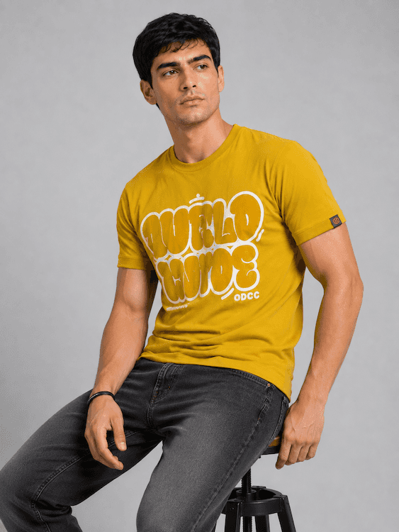 ODCC Mustard Yellow World Wide Graphic Printed T-Shirt T02564 – photo 8