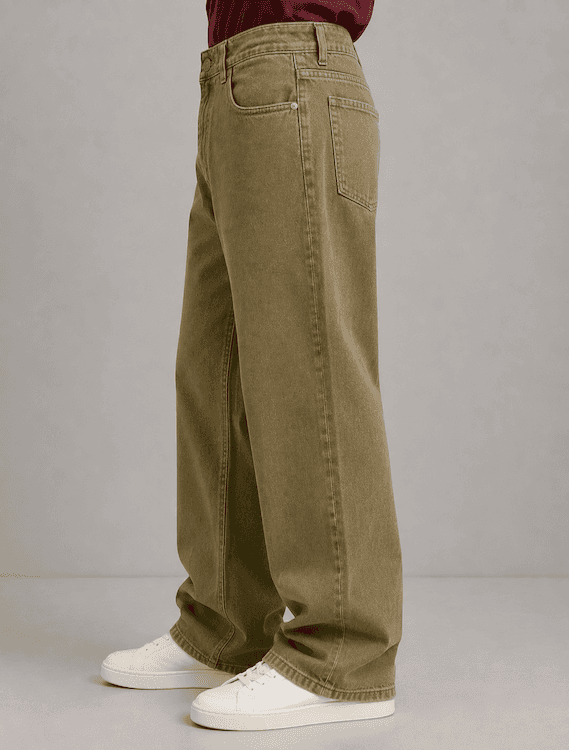 ODCC Men's Khaki Baggy Fit Rigid Denim Jeans | 1782 – photo 3