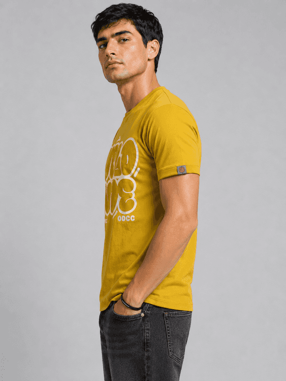 ODCC Mustard Yellow World Wide Graphic Printed T-Shirt T02564 – photo 3