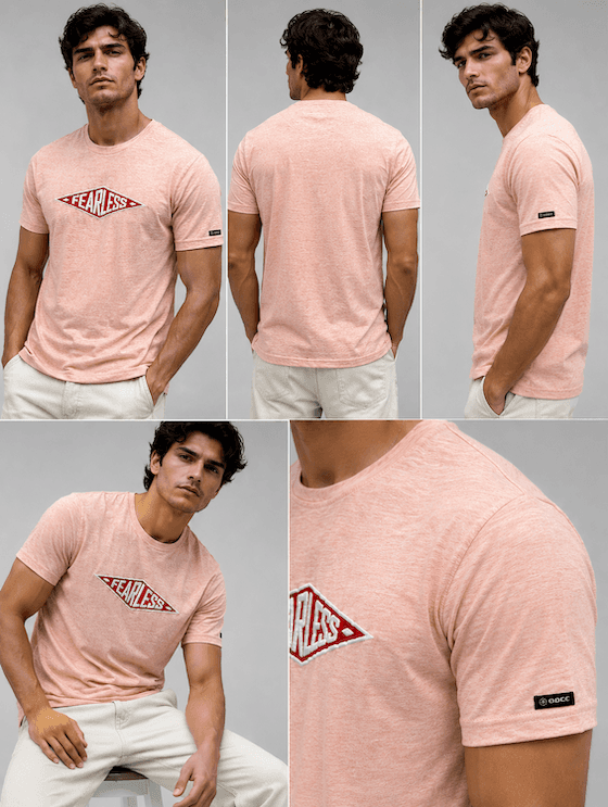 ODCC Fearless Printed Crew Neck Cotton Lycra T-Shirt for Men – Peach Melange – photo 23