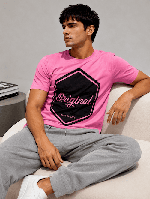 ODCC Original Graphic Printed Cotton Round Neck T-Shirt for Men – Dark Pink – photo 4