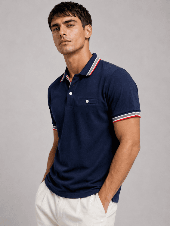 ODCC Men's Navy Polo T-Shirt with Contrast Tipping Collar T02554 – photo 2
