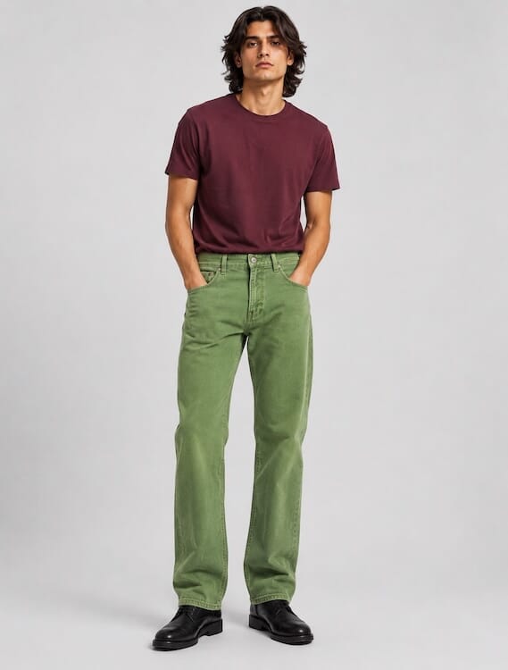 ODCC Men's Green Straight Fit Stretch Jeans | Premium Denim | J1783 – photo 4