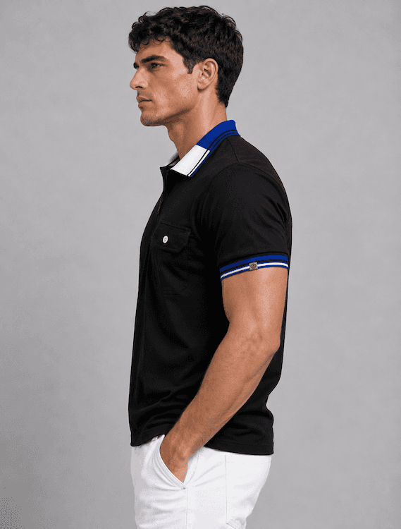 ODCC T02557 – Black Half-Zip Polo T-Shirt – photo 6