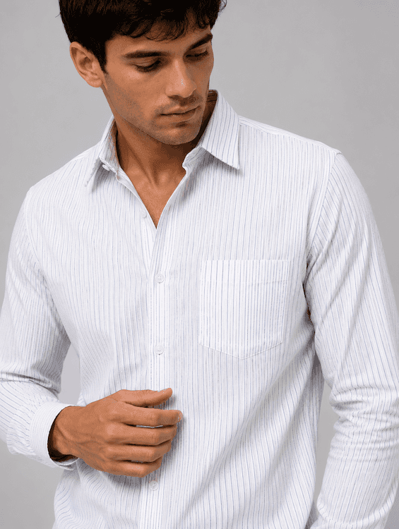 ODCC White Textured Stripe Cotton Shirt RG1003 – photo 5