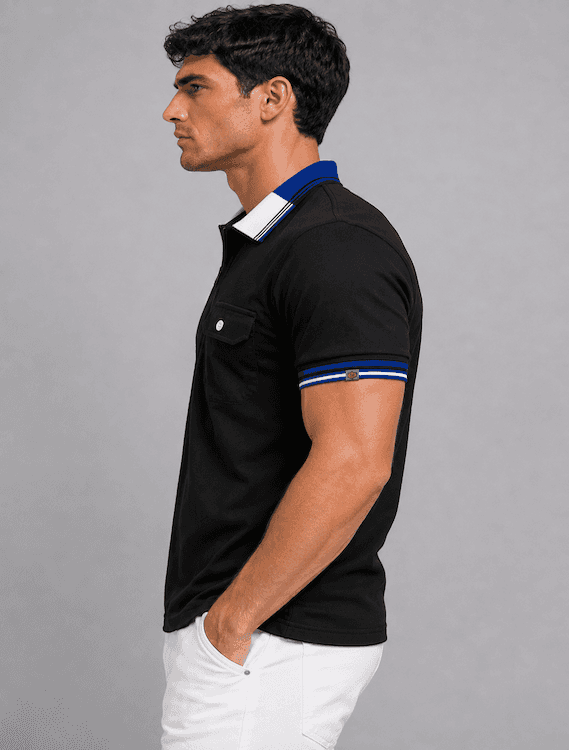 ODCC T02557 – Black Half-Zip Polo T-Shirt – photo 3