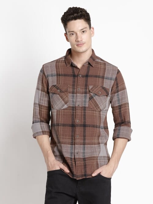 ODCC 2POCKET CHECK SHIRT F/S RN0035
