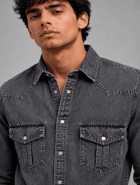 Men's Mid Black Denim Shirt | ODCC RN0052 – photo 4
