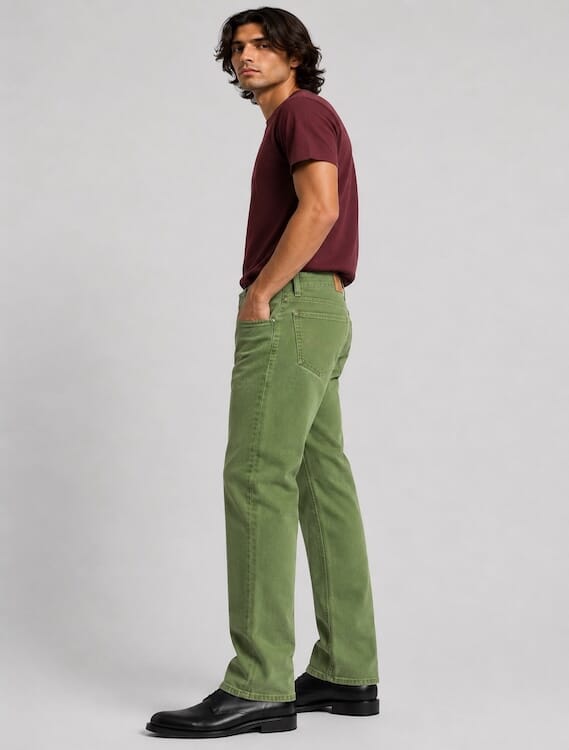 ODCC Men's Green Straight Fit Stretch Jeans | Premium Denim | J1783 – photo 2