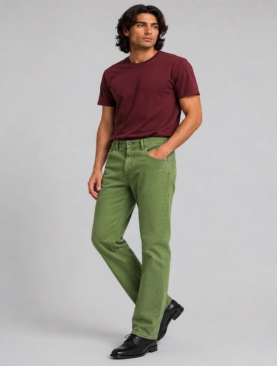 ODCC Men's Green Straight Fit Stretch Jeans | Premium Denim | J1783 – photo 5