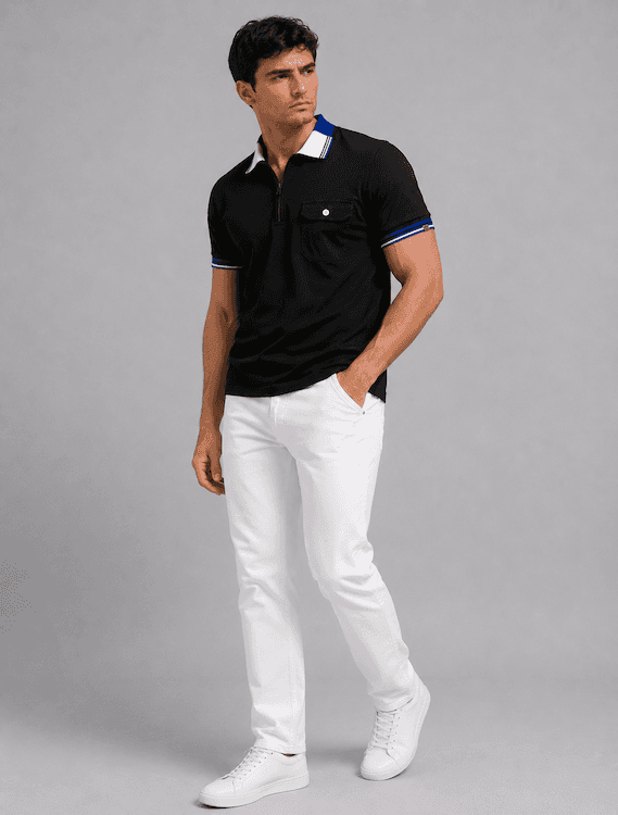 ODCC T02557 – Black Half-Zip Polo T-Shirt – photo 5