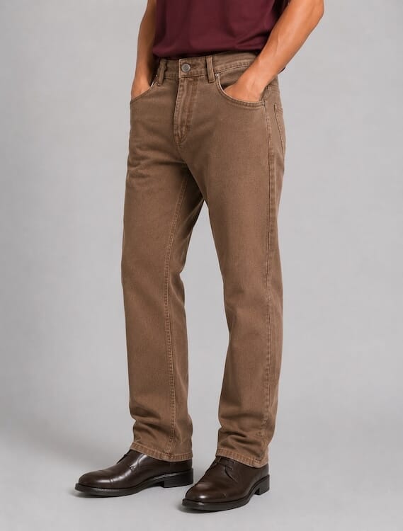 ODCC Men's Dark Khaki Straight Fit Stretch Denim Jeans | Premium | J1784 – photo 3