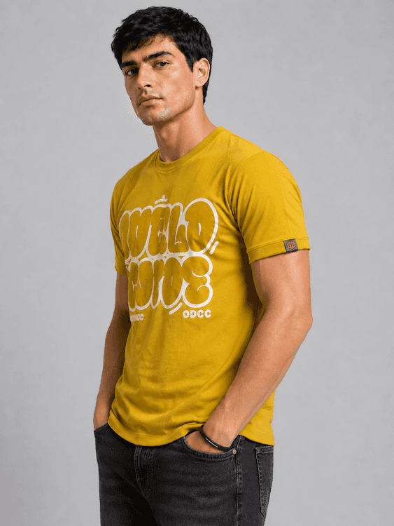 ODCC Mustard Yellow World Wide Graphic Printed T-Shirt T02564 – photo 2