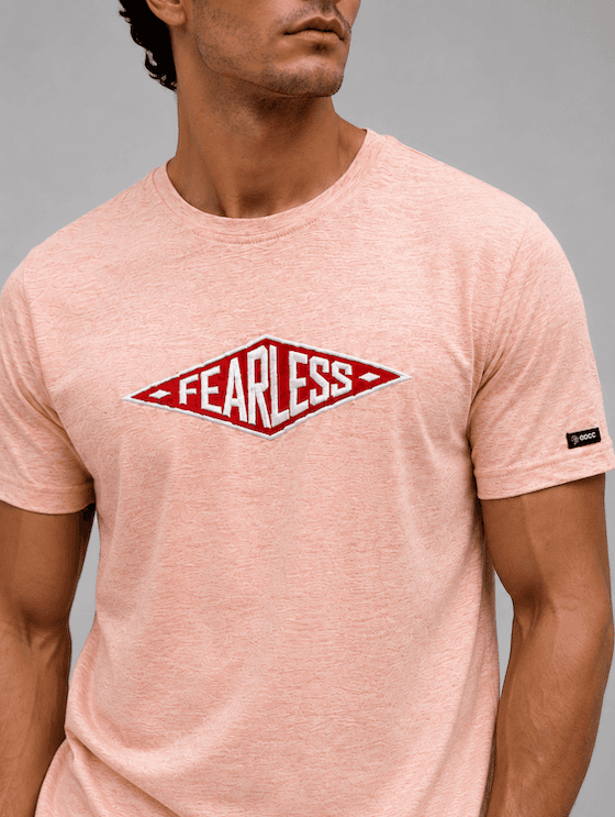 ODCC Fearless Printed Crew Neck Cotton Lycra T-Shirt for Men – Peach Melange – photo 32