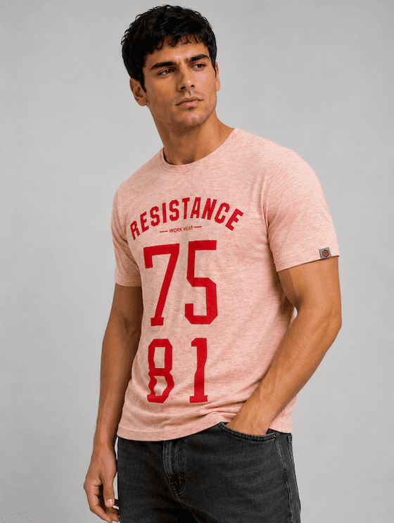 ODCC Resistance 7581 Printed Pink Melange Cotton Round Neck T-Shirt for Men – photo 2