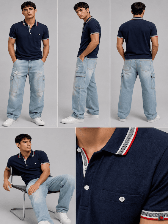 ODCC Men's Navy Polo T-Shirt with Contrast Tipping Collar T02554 – photo 6